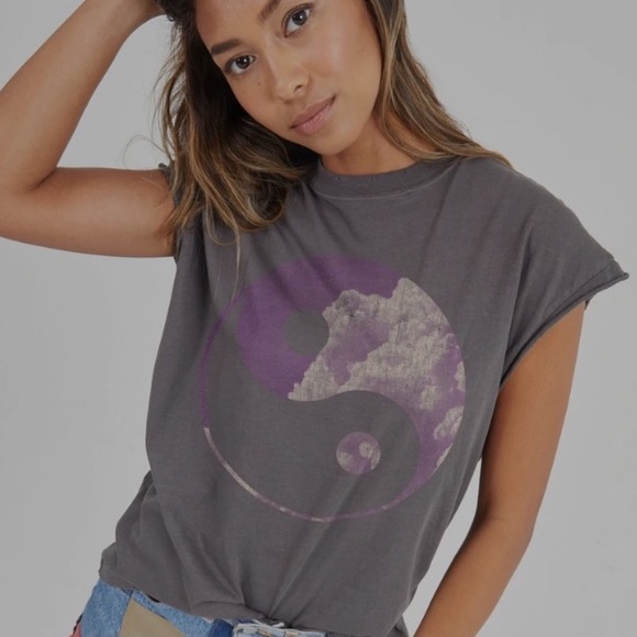 Free People x Girl Dangerous Ying Yang Sky Boyfriend Tee - Picture 1 of 6